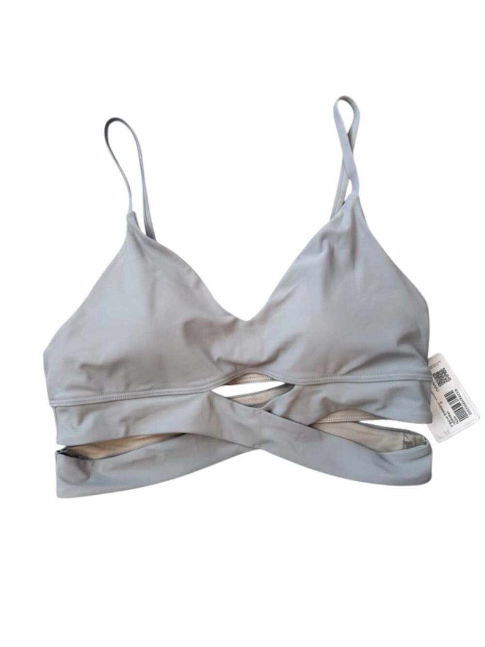 Lululemon V-Neck Crossover Underband Bra Size 8 Silver Drop Still Now Bra